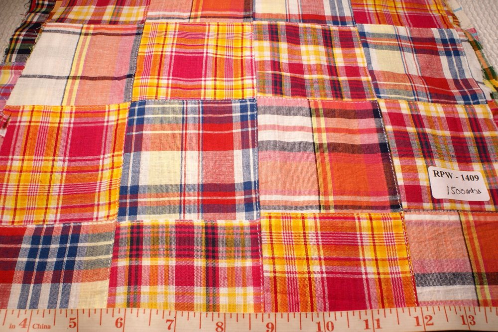 PATCHWORK MADRAS FABRIC made in India. Cotton patchwork plaid fabric ...